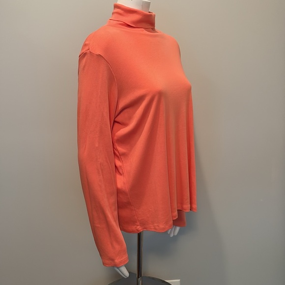 Winter Silks Coral Orange Turtleneck Top Size XL - Picture 3 of 8